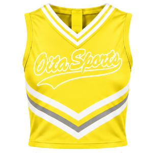 Yellow Cheer <b>Shirt</b> Sleeveless Sports Team Uniform Top Athletic Performance Wear Cheerleading Training Competition Clothing - Product Image 1