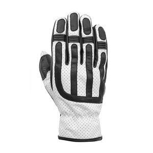 Gants de course antidérapants à doigts entiers en cuir enduit de polyuréthane noir et blanc, respirants, design à panneaux, fermeture à tirette, unisexe - Product Image 3