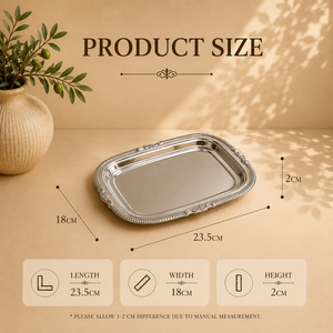 Hot selling Stainless Steel <b>Rectangular</b> Serving <b>Tray</b> Ornate Embossed Border <b>Mirror</b> Finish Premium Display Platter - Product Image 2