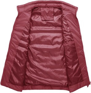 Gilet matelassé bordeaux sans manches pour homme, coupe-vent décontracté à fermeture éclair, col montant, idéal pour l'automne - Product Image 2
