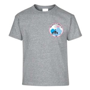 T-shirt à manches courtes et col rond gris chiné pour tout-petit avec petit motif graphique, idéal pour la maternelle et le quotidien, vêtement confortable - Product Image 1