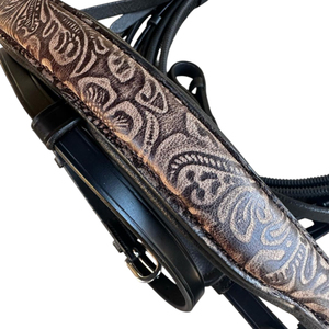 Cabezada de Cuero de Lujo Hecha a Mano con Cristales y Pedrería Elegante Estilo Inglés para Caballo, Personalizable en Color y Tamaño - Cob-Full Custom - Product Image 5