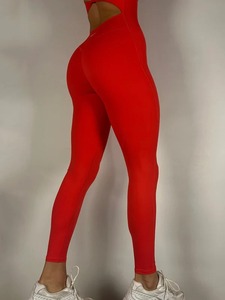 Mono de yoga personalizado al por mayor para mujer con cuello en V, elástico en cuatro direcciones, que absorbe el sudor, estilo pantalón de melocotón, ropa de gimnasio - Product Image 5