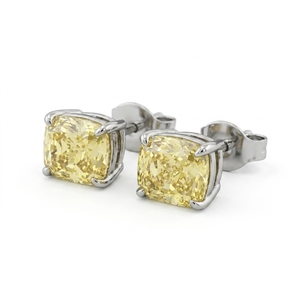 Boucles d'oreilles clous en diamant de laboratoire certifié IGI PT950, pierres taille coussin poli miroir, design minimaliste élégant et léger, cadeau - Product Image 3