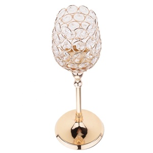 Pilar de copa de cristal chapado en oro y aluminio para mesa central - Product Image 2