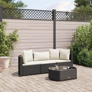 Set Divano da Esterno Regolabile con 3 Pezzi in Rattan PE Nero, Mobili da Giardino Stile Contemporaneo con Struttura in Vimini - Product Image 1