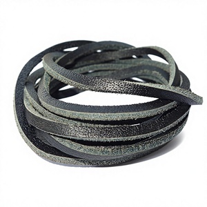 Latest Hot Sale High Quality 4mm Flat <b>Leather</b> Cord Black Latigo Laces DIY <b>Bracelet</b> Accessories Custom Logo Available - Product Image 2