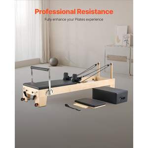 Máquina de Pilates Reformer de Madera con Doble Resistencia, No Plegable, 400 LBS, Equipo de Entrenamiento para Gimnasio en Casa/Estudio, con Set de Cuerdas de Resorte para Sentarse - Product Image 3