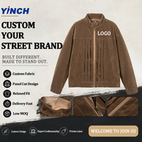 Nouvelle arrivée, veste bomber en tissu suédé avec logo personnalisé, col montant vintage, streetwear, hip hop, veste décontractée classique pour hommes