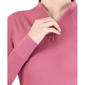 <b>Long</b> <b>Sleeve</b> Luxury <b>Base</b> <b>Layer</b> Stretchy Skinny Women Horse Riding Equestrian Clothing Rider Competition Show Zipper <b>Base</b> <b>Layers</b> - Product Image 3