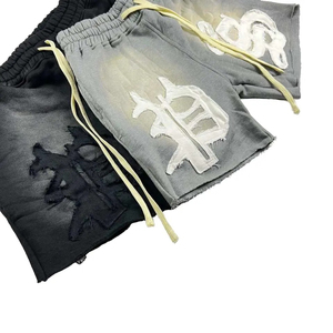 Shorts mi-longs sportifs vintage pour hommes 100 % coton, séchage rapide, respirants, motif uni, impression en relief, poche à cordon, design élégant - Product Image 6