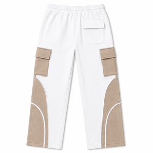 Pantalon de jogging cargo en molleton épais pour homme, avec poches utilitaires et empiècements contrastants, coupe fuselée, style streetwear décontracté - Product Image 2