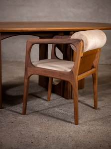 Juego de Mesa de Comedor Ovalada de Madera de Teca Moderna, Mesa de Comedor con Base de Pedestal de Madera Sólida para Hogar, Hotel, Villa, Restaurante de Lujo - Product Image 2