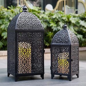 <b>Tall</b> Handmade Iron <b>Lanterns</b> Set Intricate Cutout Design Durable Black Metal Customized Easter Christmas Home Decoration - Product Image 6