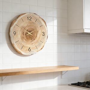 Reloj de Pared Inspirado en Anillos de Árbol, Decoración Silenciosa de Estilo Rústico - Product Image 2