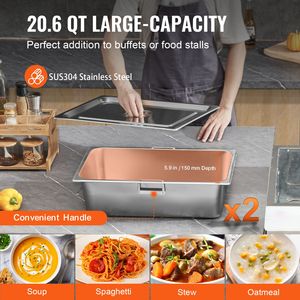 Scaldavivande Professionale Commerciale da 1000W, 2 x 20.6QT, Tavolo Elettrico a Vapore con 4 Ruote e Temperatura Manuale per Buffet e Catering - Product Image 5