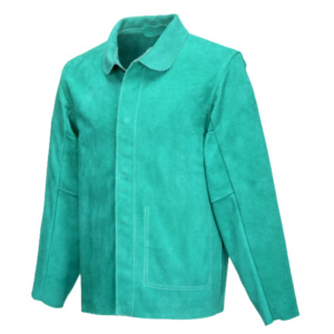 Veste de soudeur en cuir de vachette pleine fleur de qualité supérieure, résistante, pour la protection industrielle et la protection contre les étincelles de feu lors du travail - Product Image 3