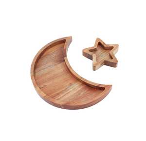 Bandeja de madera Creative Star Moon y juego de platos para servir, diseño de media luna, color oscuro, para fiestas. - Product Image 3