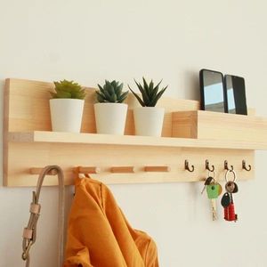 Premium Natural Wooden <b>Key</b> Holder with 6 Heavy Duty Hooks Wall Mounted <b>Key</b> <b>Hanger</b> for Living Room Hallway Office - Product Image 5