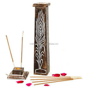 Brûleurs d'encens en bois religieux fabriqués à la main avec parfum de fraise et de thé couleur personnalisée en vrac en gros de l'Inde - Product Image 1