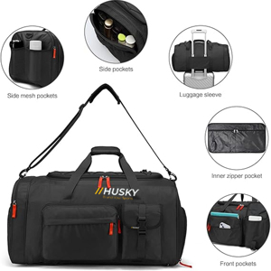 HUSKY SPORTSWEAR High Quality Polyester Convertible <b>Backpack</b> Duffel Zipper Hasp Camouflage Anti-Theft USB Charging Comfortable - Product Image 3