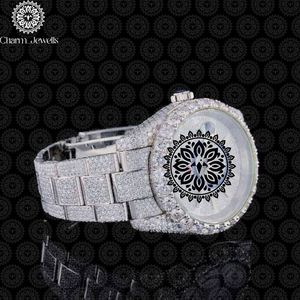 Montre de luxe pour homme Charm Jewells, mouvement mécanique analogique 40 mm, bracelet en acier inoxydable, cadran en cristal saphir, lunette sertie de diamants, 10 bars - Product Image 4