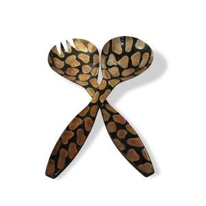 Ensemble de 2 cuillères à salade en corne, design tendance, fabriquées à la main à partir de corne de buffle naturelle, à prix abordable. - Product Image 2