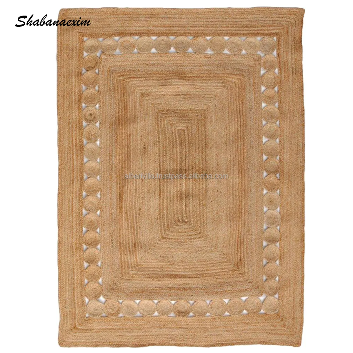 Wholesale Braided Jute Rug Eco- Friendly Jute Rug Handmade Jute Area Carpet for Kitchen, Bedroom India Embroidered Rugs in Bulk