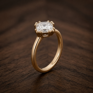 Anillo de compromiso solitario clásico de oro de 18 quilates con corte Asscher escalonado certificado por IGI, engaste de garras, 1 quilate, color E, VS, diamante cultivado en laboratorio - Product Image 1