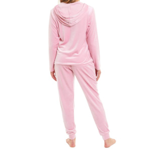 Women Pink Hooded <b>Tracksuit</b> Set Full Length Pants Side Pockets Casual Fleece Material Winter Wear - Product Image 4