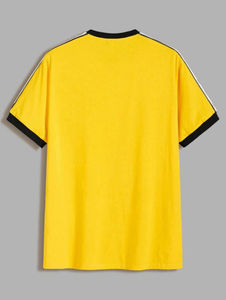 T-shirts de sport décontractés pour hommes, 100 % coton, col rond, avec logo de marque personnalisé et couleurs contrastées - Product Image 2