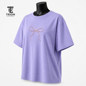Women Embroidered T-<b>Shirts</b> Custom Casual Cotton Tops Stylish Floral Embroidery Short Sleeve Tees Soft Comfortable <b>Shirt</b> - Product Image 3