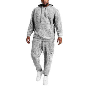 Survêtement de jogging streetwear vintage pour homme, haute qualité, léger, 100% coton, design 2-en-1, hiver, délavé à l'acide, personnalisé - Product Image 1