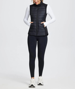 Custom <b>Women's</b> Black Quilted Puffer Vest Stand Collar Full Zip Lightweight Insulated <b>Running</b> Sleeveless Bodywarmer <b>Gilet</b> OEM - Product Image 2