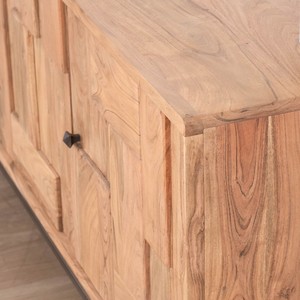 Vandana Autumn Value 2-door <b>sideboard</b> with acacia wood inset fronts Puzzle 120 cm - Product Image 3