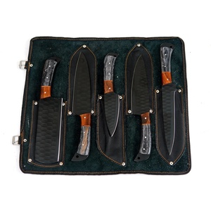 Juego de Cuchillos de Chef Profesionales de Acero Inoxidable de 5 Piezas, Hechos a Mano por Ahmad Fabric, Mango de Resina, Funda de Cuero, Diseño Moderno, Personalizable - Product Image 3