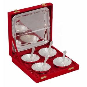 Recién llegado, juego de cuencos chapados en plata de latón con caja de terciopelo rojo, cuenco para servir postres de frutas secas, regalos de devolución de boda de Navidad - Product Image 2