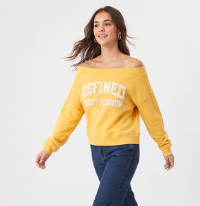 <b>Off</b> <b>Shoulder</b> <b>Sweatshirt</b> Ladies Fashion Loose Fit Pullover Crewneck Printed Sweat Shirt Women Oversized Streetwear <b>Sweatshirts</b> - Product Image 4