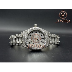 High-End Stainless Steel Silver <b>Watch</b> with Mossinate Diamonds Exquisite Timepiece <b>for</b> Formal and Casual Wear Available <b>for</b> Sale - Product Image 1