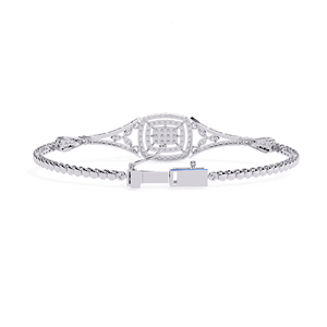 Princess Cut Moissanite <b>Cuff</b> <b>Bracelet</b> Geometric Pave Setting 925 <b>Silver</b> Women's Wedding Jewelry Classic Style - Product Image 4