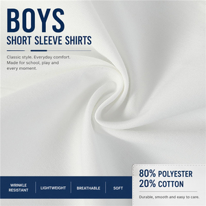 Camisa de vestir con cuello y botones multicolor para niños, uniforme escolar, camisa de verano para niños con logotipo personalizado. - Product Image 3