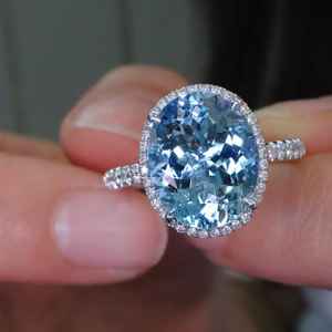 Anillo de Aguamarina Santa María en Oro Blanco de 18K, Hecho a Mano, Joyería Fina de Lujo para Compromiso o Boda, Regalo Elegante para Mujer - Product Image 2