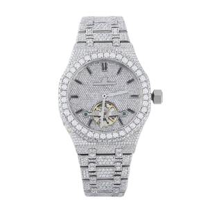 Reloj Clásico con Diamantes Moissanite en Tono Blanco, Totalmente Cubierto de Piedras, Estilo Hip Hop, Movimiento Automático VVS, Acero Inoxidable de Lujo - Product Image 5