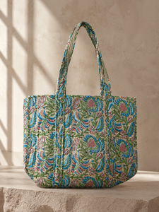 Wholesale Durable Lightweight Jaipur Block Print Quilted Cotton <b>Fold</b> Shoulder Strap Water Resistant Ethnic Floral Beach Vintage - Product Image 4