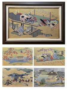 Pure Silk Hand-made Nishijin Textile the Tale Genji <b>Folding</b> <b>Screen</b> Bybu Indoor Fifty Four Chapters Chapter 3 Utsusemi Kyoto - Product Image 3
