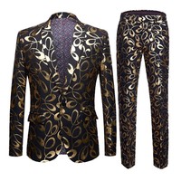 Setelan Jas Pria 3 Potong Warna Solid Slim Fit, Blazer Tuxedo Celana Jas, Bahan Bernapas 100% Poliester, 3 Kancing Single Breasted