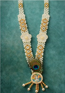 สร้อยคอประดับมุกคริสนาทำมือ พร้อมจี้ขนนกยูงสำหรับตกแต่งพระพุทธรูป - Product Image 4