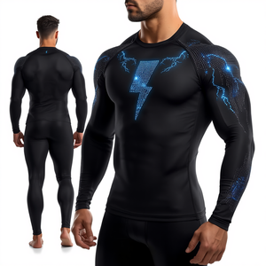 Rashguard de compression pour homme Lightning Crystal Performance - Polyester/Nylon respirant, antibactérien, séchage rapide, sans manches - Product Image 2