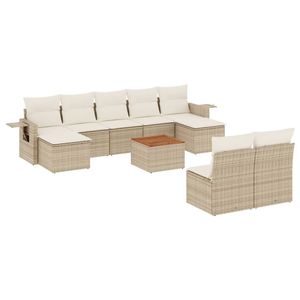 Conjunto de Sofás de Jardín Beige, Muebles de Ratán para Exteriores con Cojines de Espuma de Alta Densidad, Diseño Contemporáneo Impermeable - Product Image 4