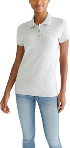 Camiseta Polo Roja de Manga Corta para Mujer, 100% Algodón, Tejido Piqué, Casual, Largo Regular, Color Sólido, Tejido Liso Teñido - Product Image 3